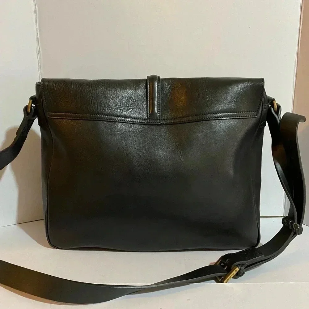 Mulberry Vintage unisex crossbody black leather messenger bag